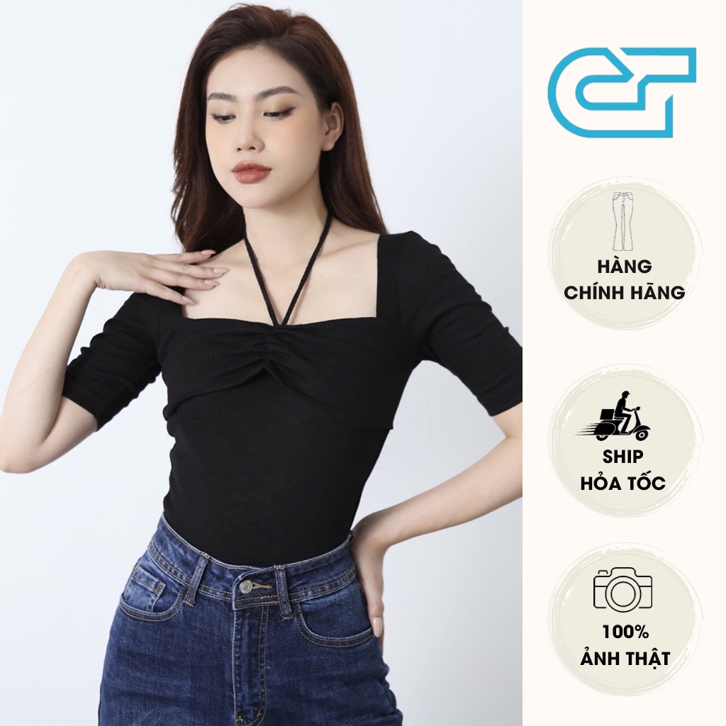 Áo thun tay dài nữ - Áo kiểu nữ dây chéo ngực hở vai sexy CS09, CT JEANS