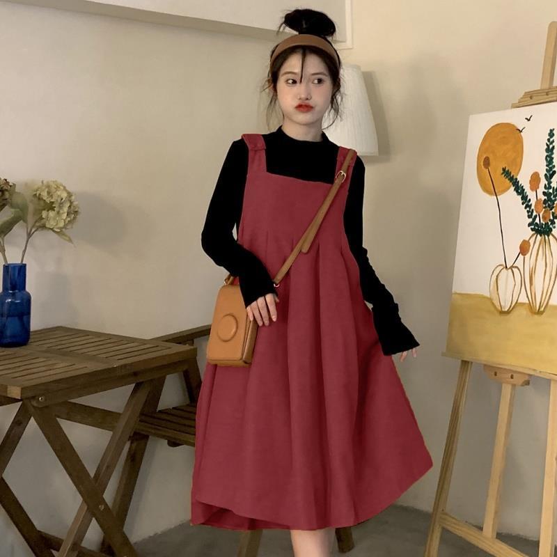 Bộ Đầm Hai Dây Dáng Rộng Phong Cách Preppy Dễ Thương Thời Trang Xuân Thu Cho Học Sinh