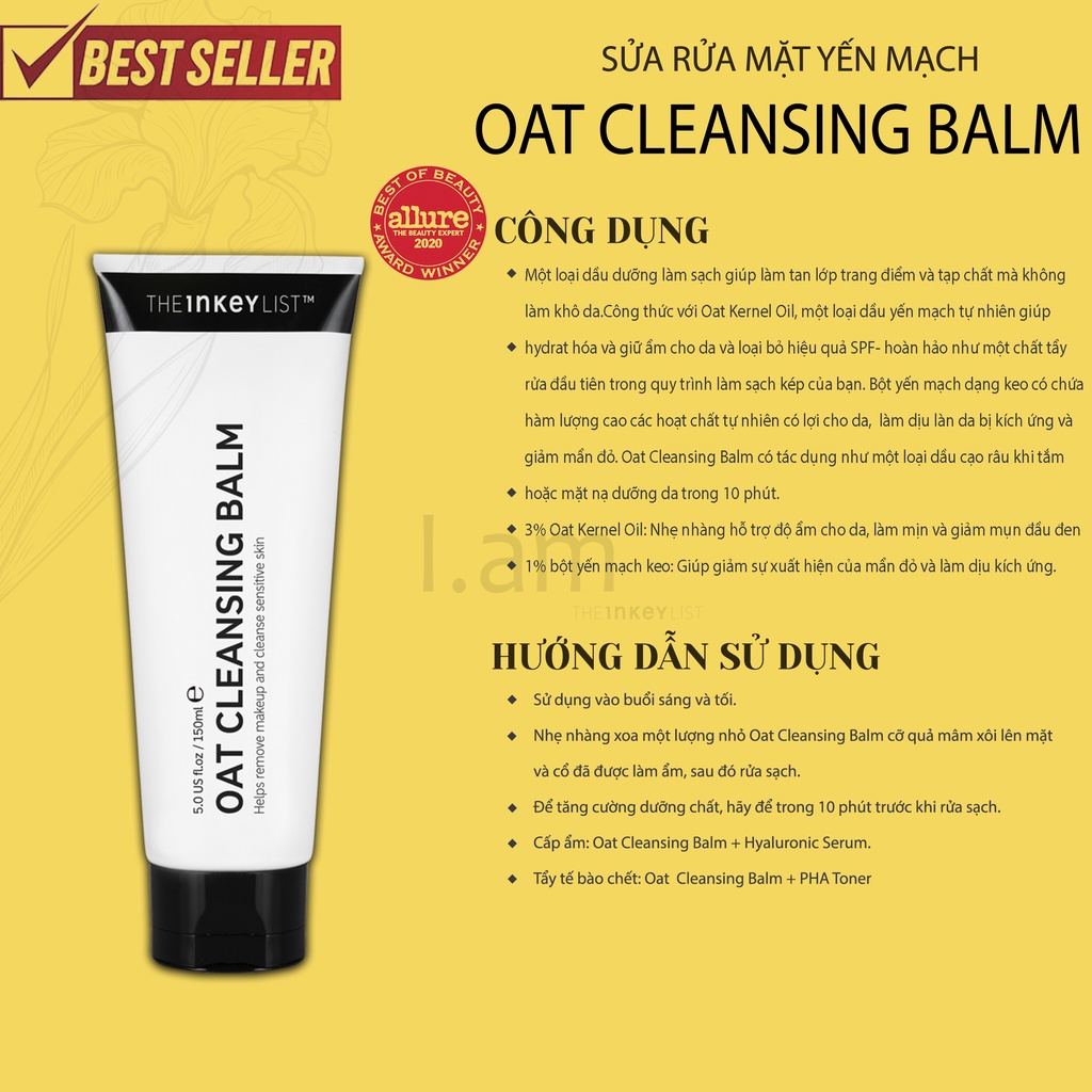 (BILL CANADA) Sữa rửa măt yến mạch Oat Cleansing Balm -The INKEY List-
