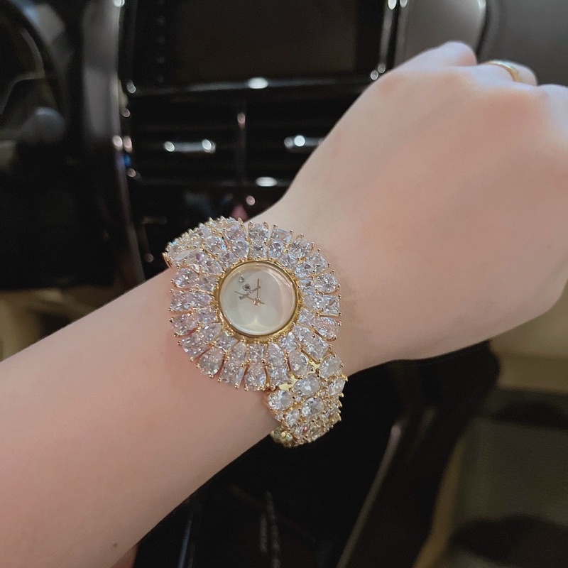 Đồng hồ nữ Royal Crown 5711 chính hãng mặt tròn chuẩn đá xoàn mỹ sáng lung linh siz35mm