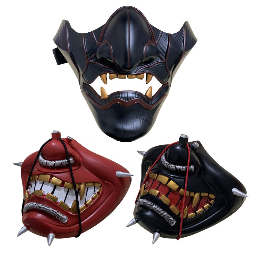Soul mask of Malaysia Japanese ghost face dark men's and women's half face resin prajna mask Halloween