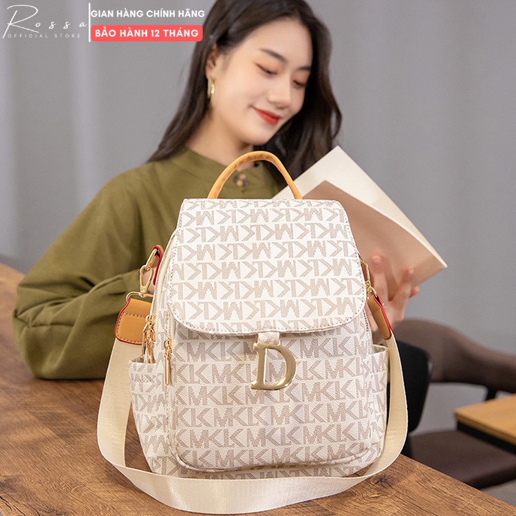 Ba lô nữ thời trang ROSSA RS-011 Màu trắng phối chữ D