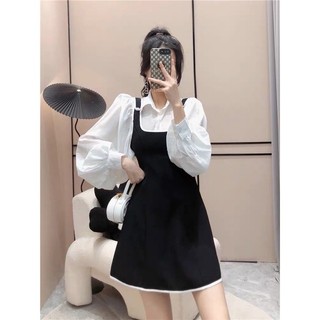 Set S13 sơ mi kèm váy yếm