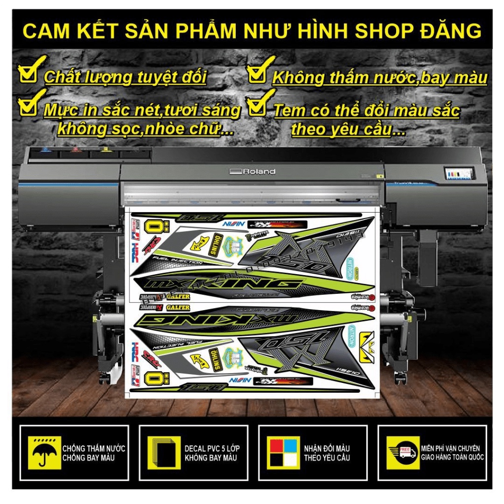 TEM RỜI EXCITER 150 MX KING TỔ ONG CHẾ DÁN XE ĐEN -