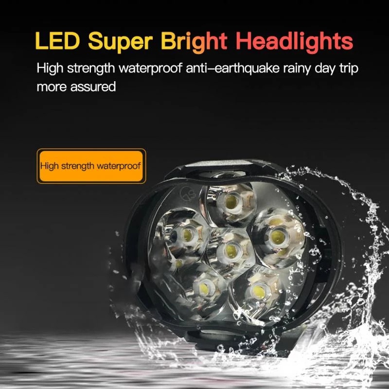 Set 2 Đèn Pha 6 Bóng LED Độ Sáng Cao Chống Nước Có Công Tắc Cho Xe Máy