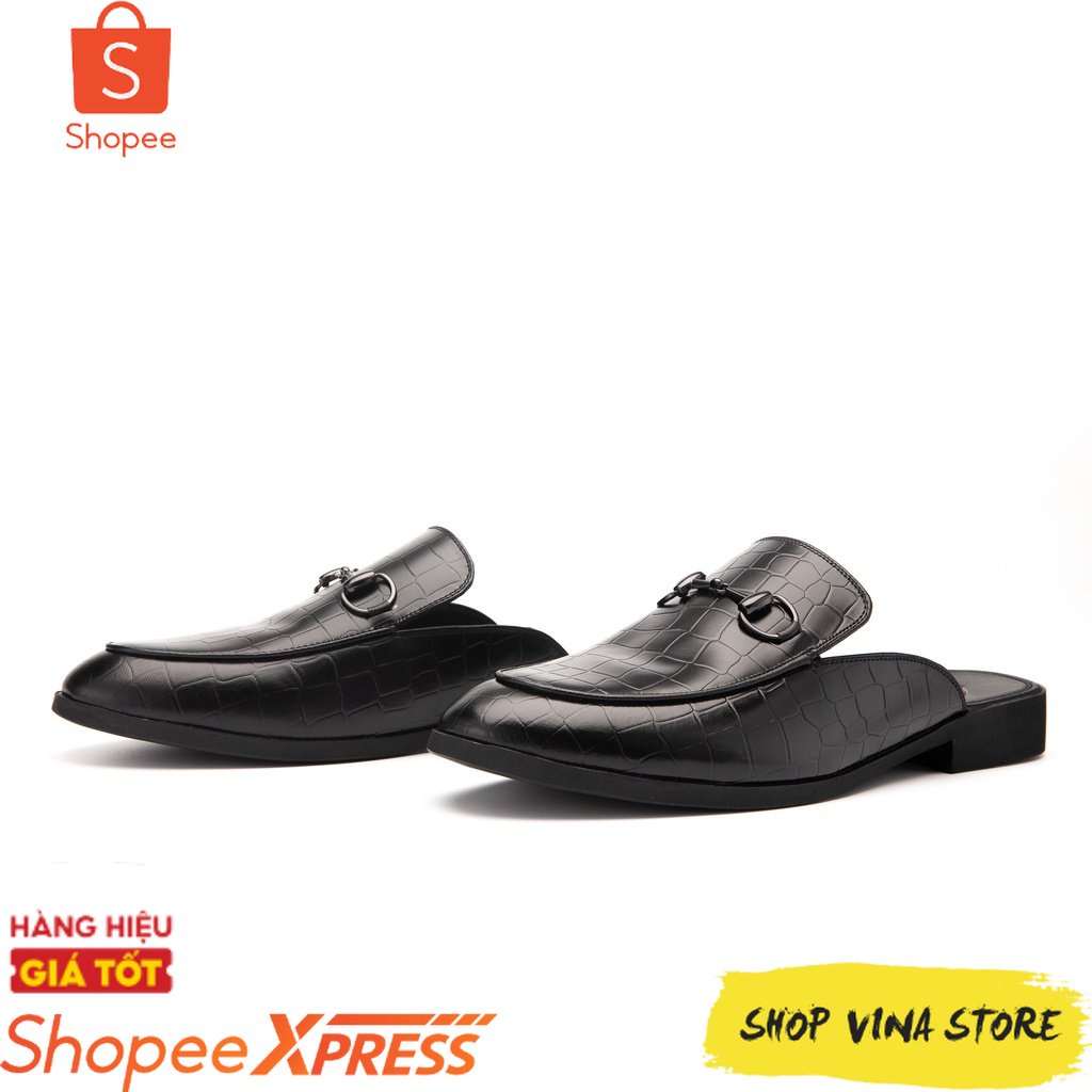 Giày Sục Nam Công Sở XOĂN SHOP Da Pu Pu Size 38 Đến 42 Màu Đen/Vàng - S002 Hàng Cao Cấp Da Mềm