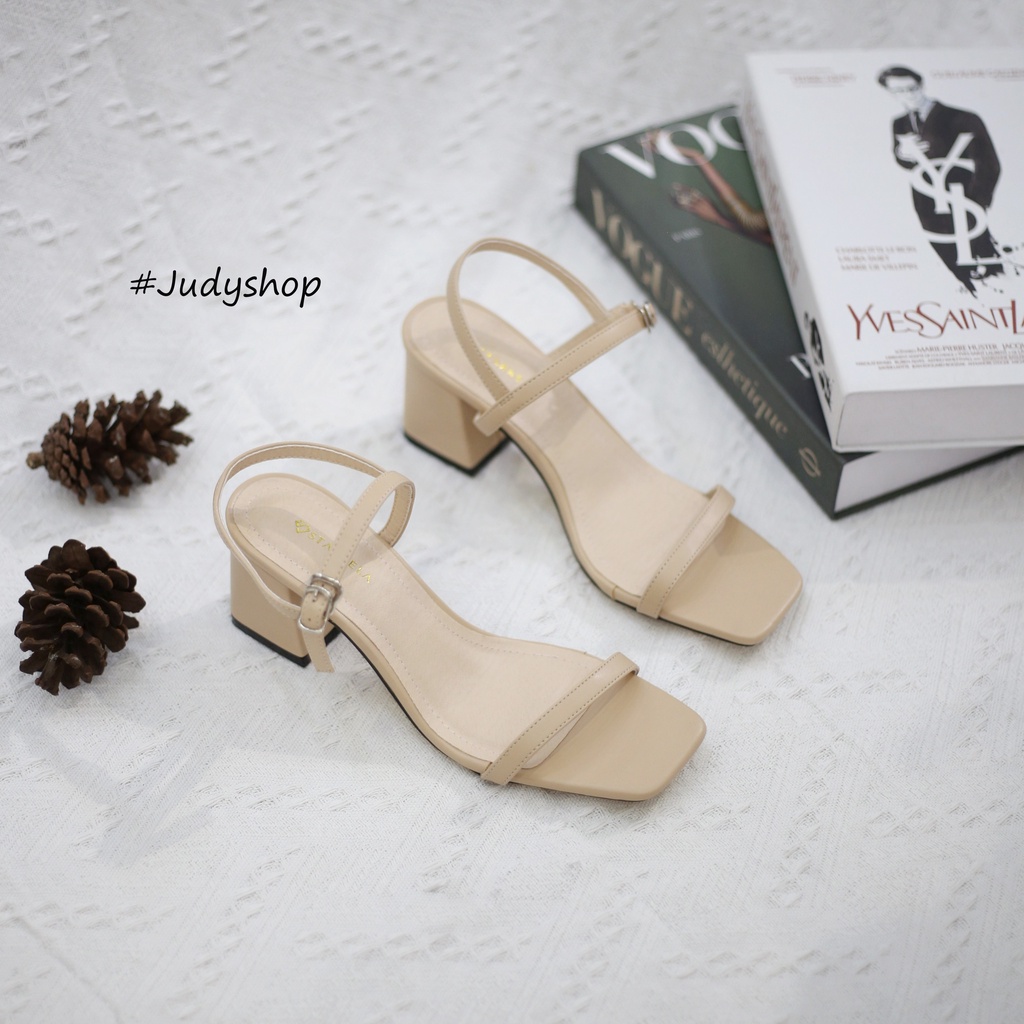 Giày Xăng Đan Nữ - Giày Sandal SKL Dây Mảnh Ngang Da Mềm Cao 7p VNXK