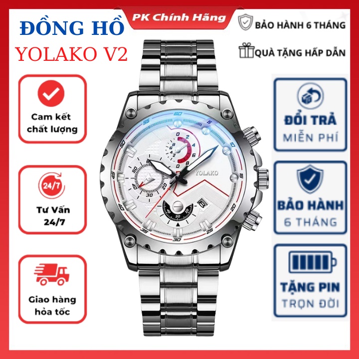 Đồng Hồ Đeo Tay Thể Thao YOLAKO 6 KIM Thời Trang, Sang Trọng , CHỐNG NƯỚC , CHỐNG XƯỚC , BẢO HÀNH 12 THÁNG