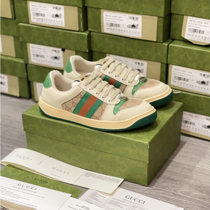 Giày Thể Thao Gucci Sơn Tùng Screener Leather Cao Cấp, Giày Thể Thao Gucci Sơn Tùng Denim Xanh đủ kích cỡ