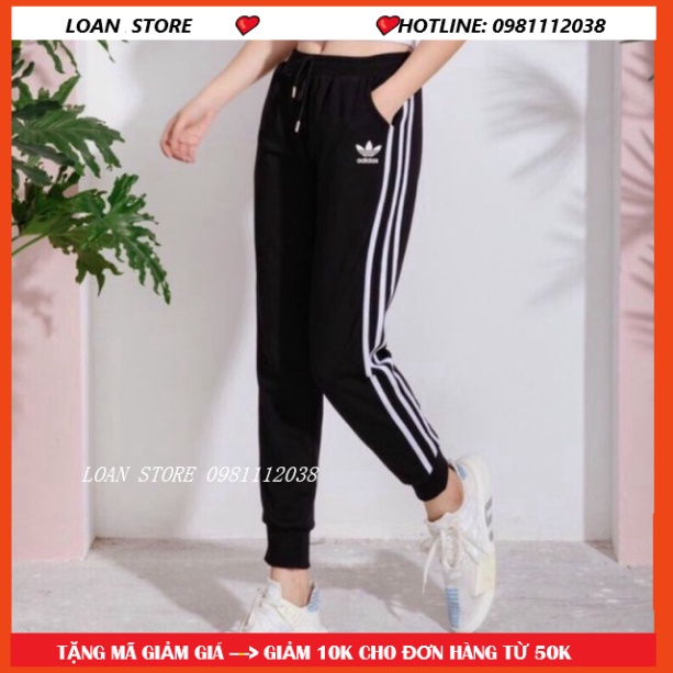 Quần Sport adidas nữ_Quần Sport viền kẻ sọc dáng jogger chất dày đẹp cho nữ [ FREE SHIP TỪ 2 SẢN PHẨM]