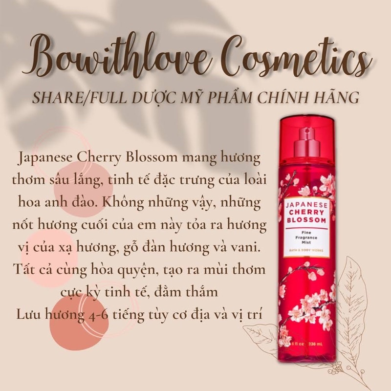 Xịt Thơm Body Bath & Body Works Japanese Cherry Blossoms