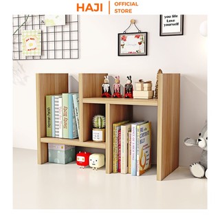 Kệ sách gỗ kệ sách haji để bàn làm việc lắp ghép đa năng - a62