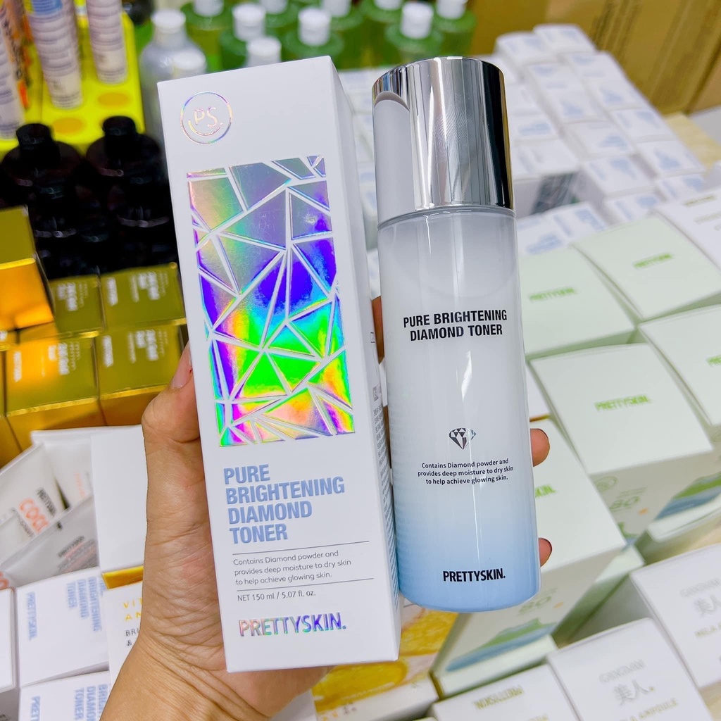 Nước Hoa Hồng Kim Cương Pretty Skin - PrettySkin Pure Brightening Diamond Dưỡng Trắng, Căng Bóng Da 150ml