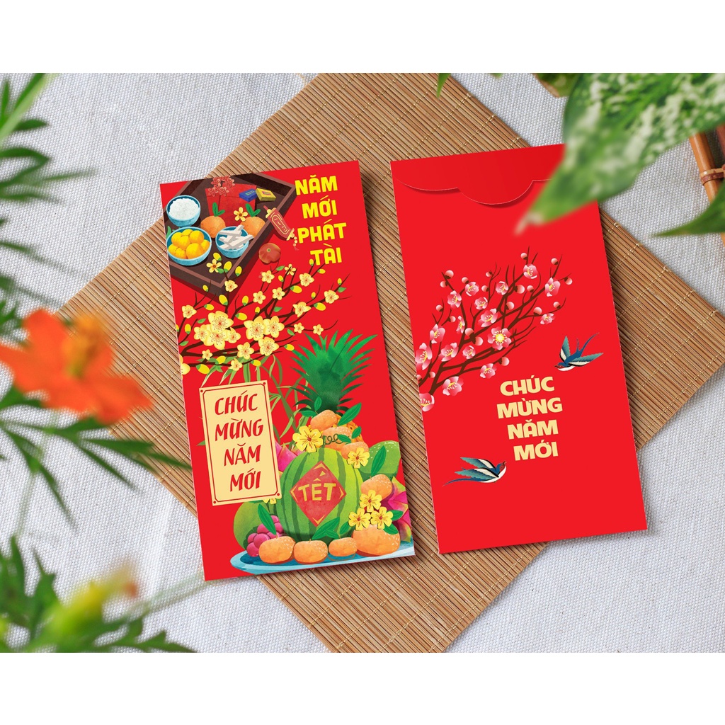Set 10 Bao Lì Xì Mừng Tuổi Tết 2023 Mẫu Mới - Giấy Tốt - Họa Tiết Đẹp