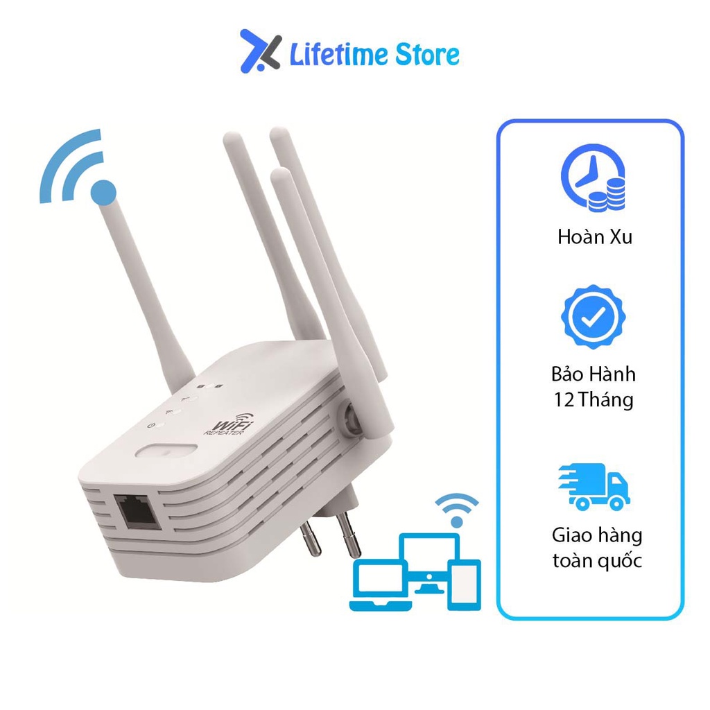 Kích Sóng Wifi 4 Râu Ăng Ten Phát Xuyên Tường Chuẩn N Tốc Độ 300mbps Bộ Kích Sóng Wifi Thu Phát Mở Rộng Khuếch Đại Sóng