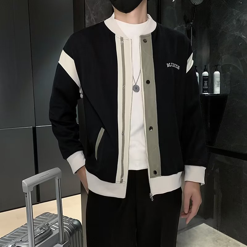 Áo Khoác Bóng Chày Thêu Họa Tiết Màu Sắc Tương Phản Thời Trang Xuân Thu 2022 Cho Nam