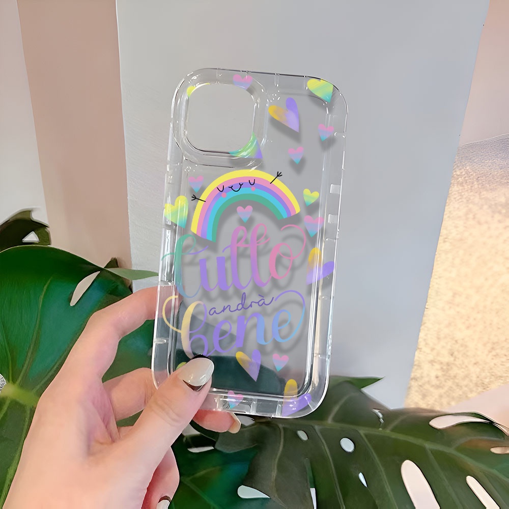Ốp Điện Thoại Trong Suốt In Chữ Cầu Vồng Cho iphone 14promax 11 13 12 7Plus X XS Max