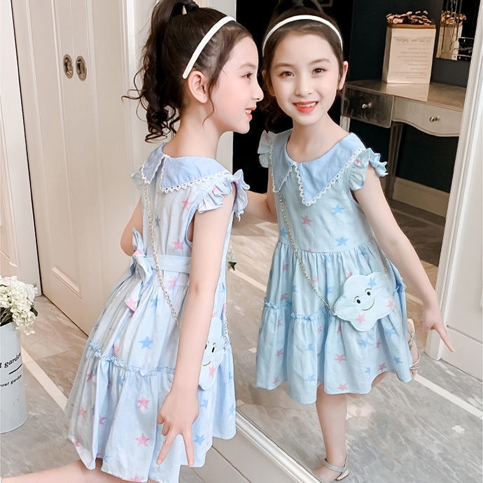 CATIMINI Đầm Công Chúa Không Tay Cổ Búp Bê Phong Cách Hàn Quốc Cho Bé Gái