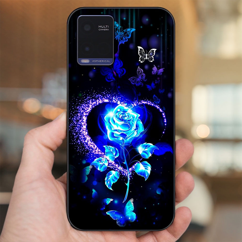 Ốp lưng Vivo Y21 viền đen in hình Hoa Hồng Hoa Rose