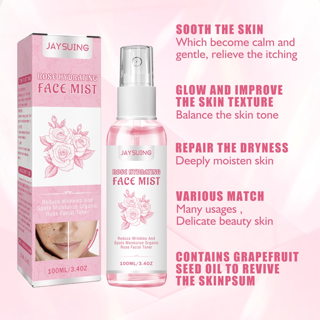 Toner Hoa Hồng Jayswing Chống Mụn Đầu Đen Dưỡng Ẩm Phục Hồi Làm Sáng Da 100ml