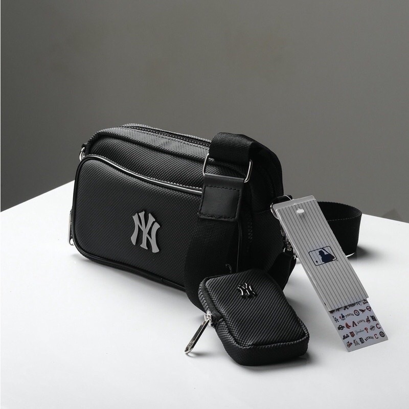 Túi Đeo Chéo MLB Đen NY CrossBag Sling Mini 2024 Chất Liệu Da Si Cao Cấp Chống Nước BÁNH MÌ STORE TÚI ĐEO CHÉO