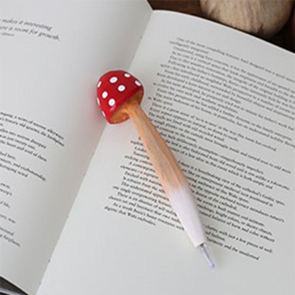 Bút Mực Gel Ngòi 0.5mm Vỏ Gỗ Hình Nấm Sáng Tạo