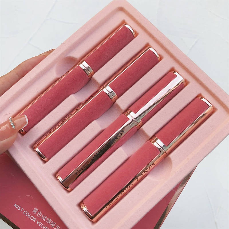 Light Fog Velvet Matte Matte Perfect Small Thin Tube Diary Lipstick No Stain on Cup Non-Fading Plain Face Student Lip Balm Tecw