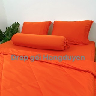 Bộ Drap/ga thun trơn cam KO Mền/Chăn 1m6/1m8 (chân nệm dưới 15cm).drap gối codipa