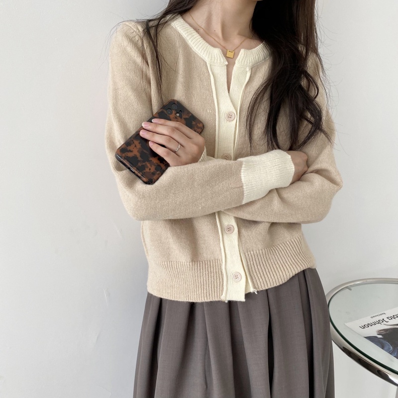 Áo dệt kim SUXI tay dài màu sắc đơn giản dễ phối đồ hợp thời trang