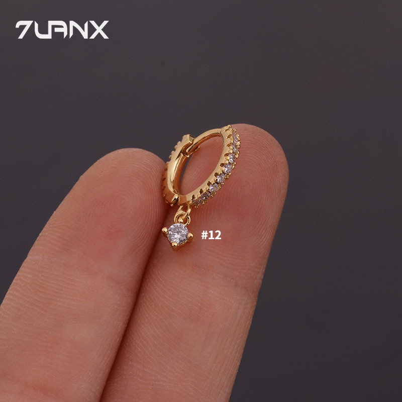 Đôi hoa tai 7UANX tròn mini 8mm thời trang cho nữ