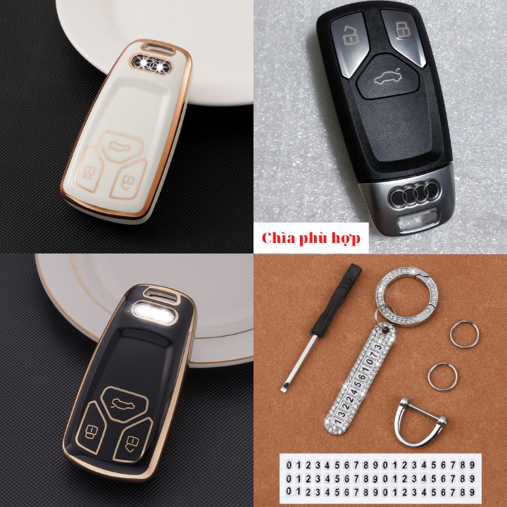 Bao Da, Vỏ Bảo Vệ, Ốp Chìa Khóa, Bọc Chìa Khóa Cao Cấp Dùng Cho Xe Ô Tô Audi A3, A4, A5, A6, A7, A8, A4L, A6L, Q5, Q7