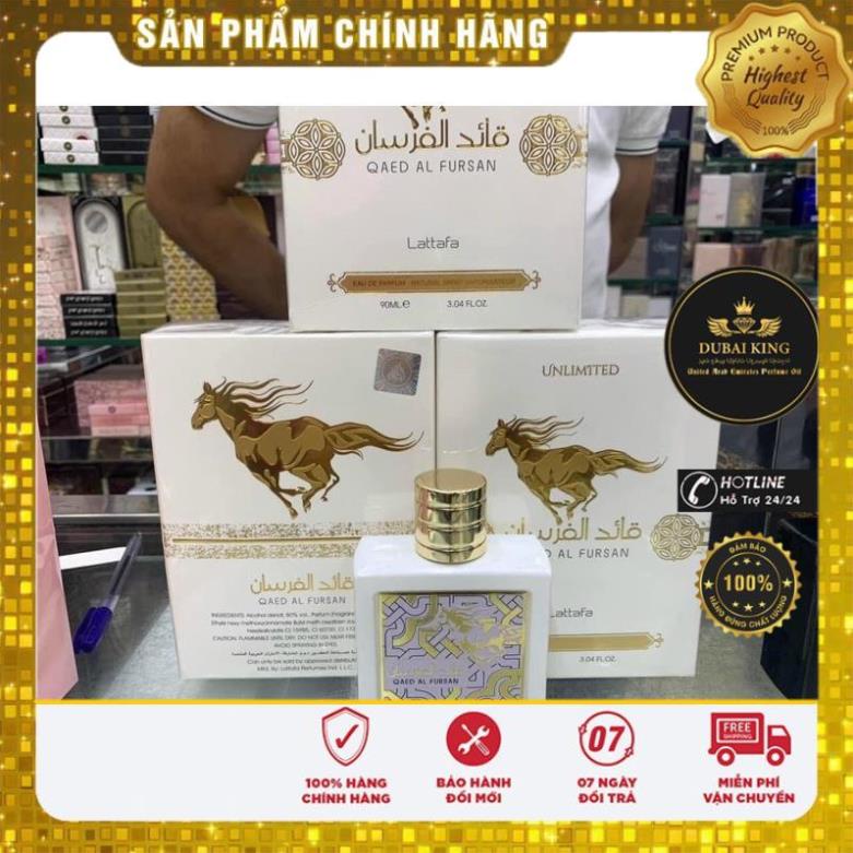 Nước hoa Dubai Lattafa Qaed Al Fursan Unlimited 90ml EDP For Nữ (Ngựa trắng)- Phiên bản màu trắng Tinh khôi
