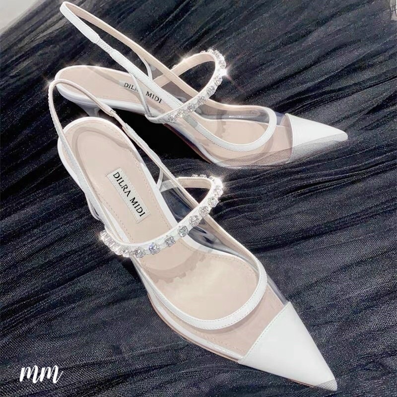 Giày cao gót míc mica ngọc ngang quai