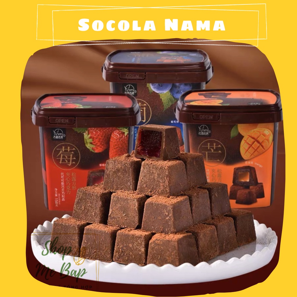 Bánh Nama Socola 408g - Sôcôla Tươi Nhân Trái Cây - Socola Đen Truffle hộp Vuông