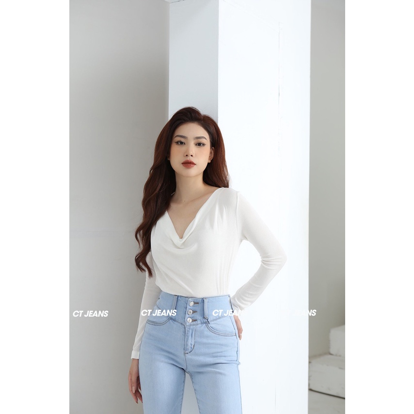 Áo thun tay dài nữ sang trọng chất liệu dệt kim CS08, CT JEANS