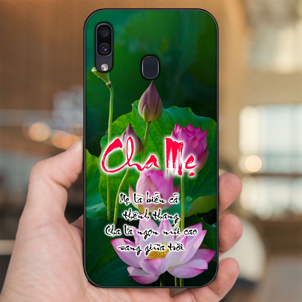 Ốp lưng Samsung A20, A30, A40, M20 viền đen in hình Thư Pháp Cha Mẹ