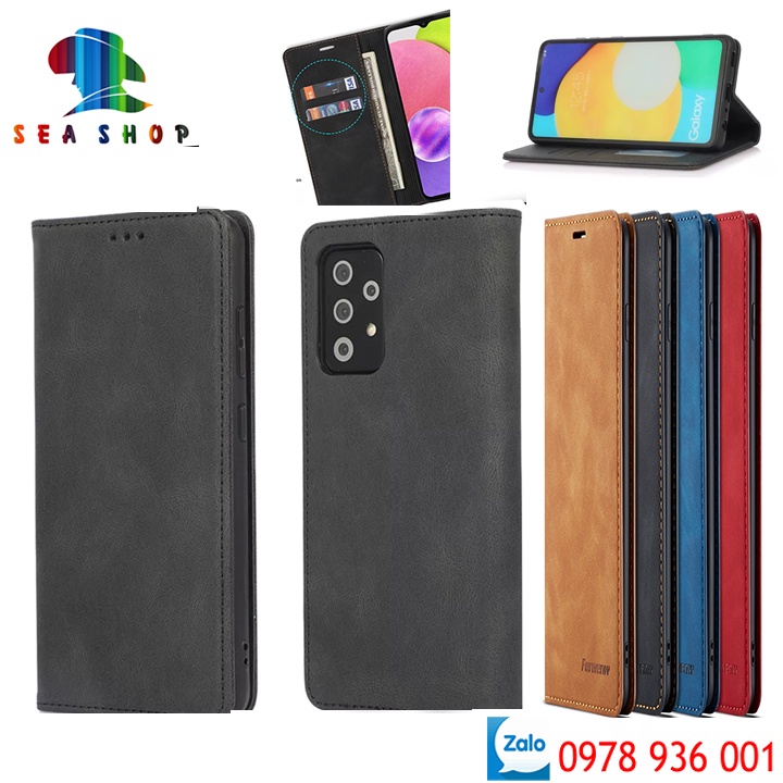 Bao da Samsung A23 - Thiết kế dạng ví sang trọng - Có ngăn cài thẻ - tiên - Nắp gập 2 mặt-làm từ da lộn