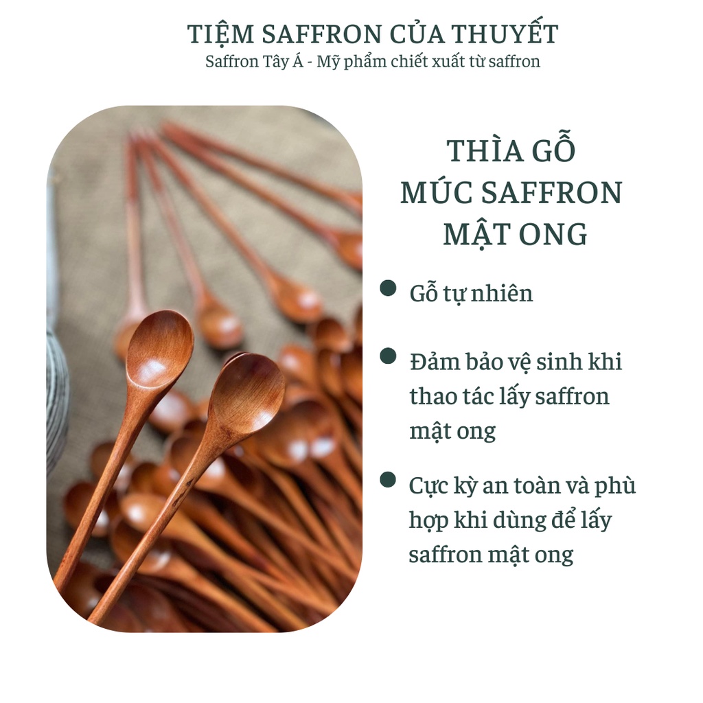 Thìa gỗ lấy saffron Tây Á ngâm mật ong