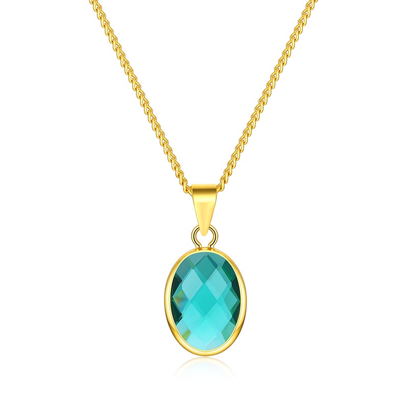 [Stock] 18K vàng Zirconia mặt dây chuyền vàng vòng cổ 925 Sterling bạc chuỗi trang trí