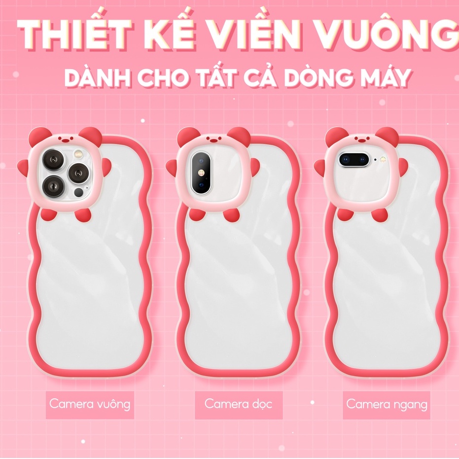 Ốp lưng iphone viền gấu lượn sóng Blue Space cute 6/6plus6s/6splus7/7plus/8/8plusx/xr/xs/11/12/13/14/pro/max/plus/promax