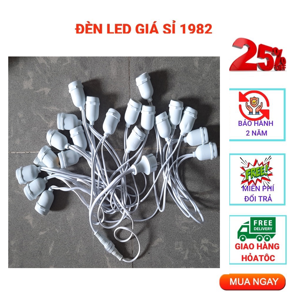 Dây đui đèn 10m - 20 đui mẫu mới chống nước trang trí quán ăn, cà phê ngoài trời có thể nối dài chưa kèm bóng