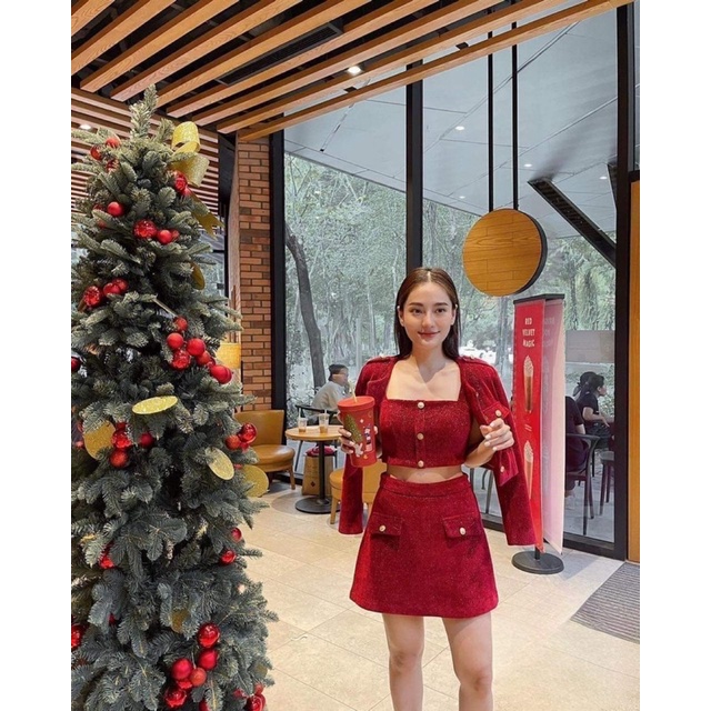 Set dạ nhũ đỏ 3 món
