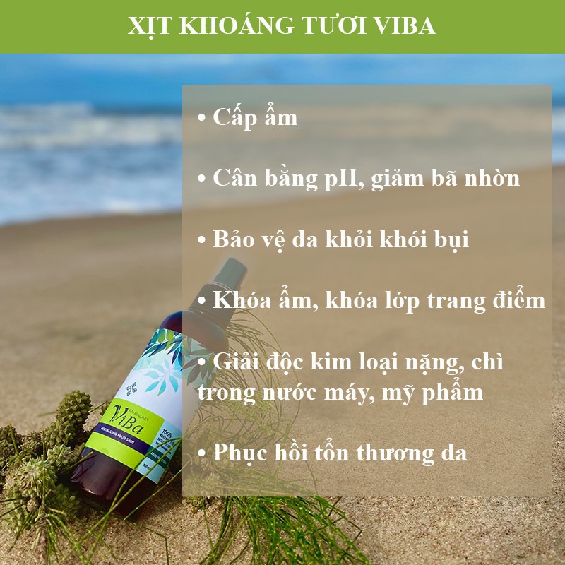 Xịt khoáng tươi ViBa - Dưỡng da cấp ẩm, cân bằng PH se nhỏ lỗ chân lông, kiềm da dầu, khóa trang điểm - Kaka Beauty