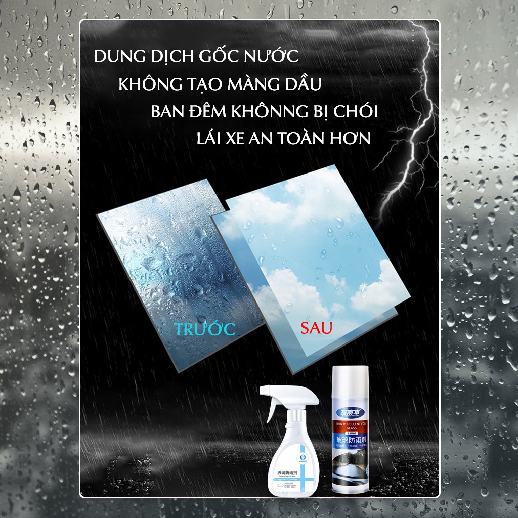 Chai xịt phủ nano chống thấm nước trên kính ô tô xe hơi 200-320ml