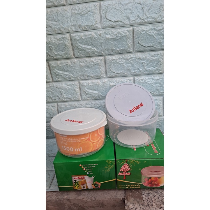 Hộp nhựa hình tròn inochi 1500ml Quà tặng từ Anlene