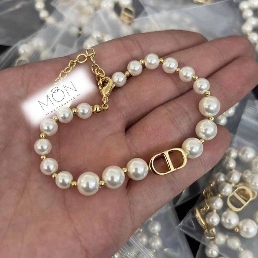 SET HOT  chocker ngọc trai nhân tạo MON.SG khuyên tai ngọc trai CD hàng chuẩn đẹp sang trọng SET 1