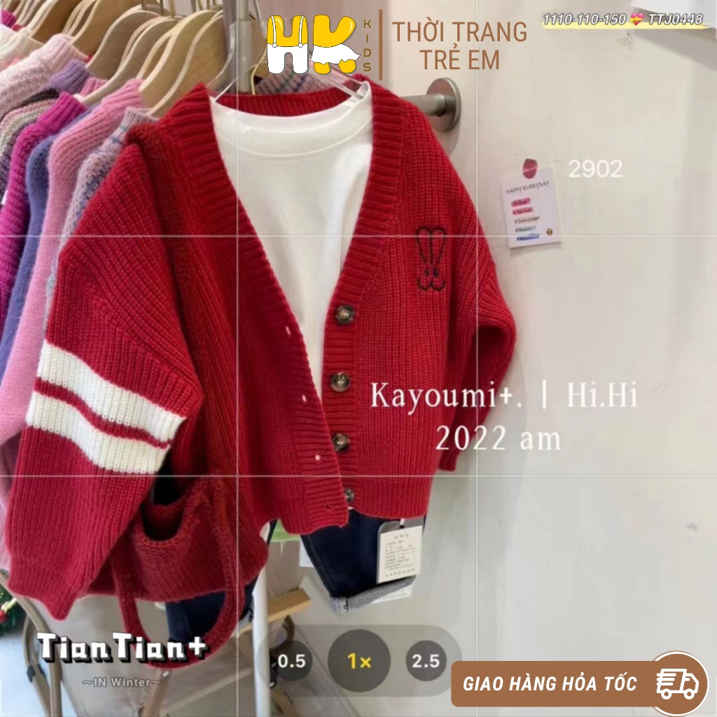 Áo len Cardigan cho bé HK KIDS, áo len dài tay chất len cao cấp mềm mịn đanh lì bé mặc mùa đông sz 5-10 tuổi (mã 2902)