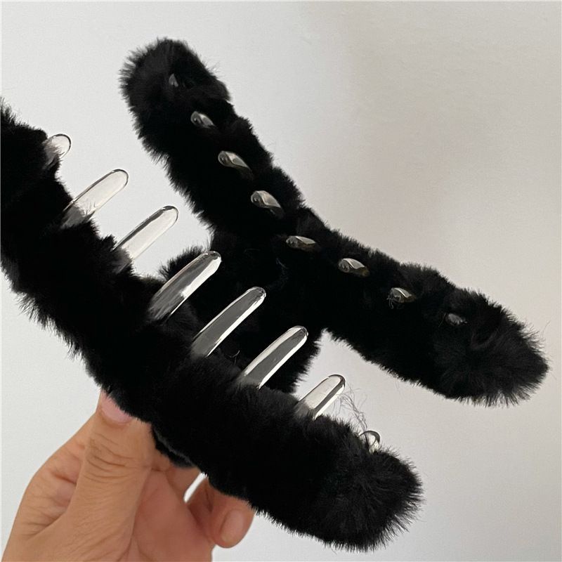 Kẹp Tóc Giả Lông Thỏ 13cm Màu Cà Phê Sữa Thời Trang