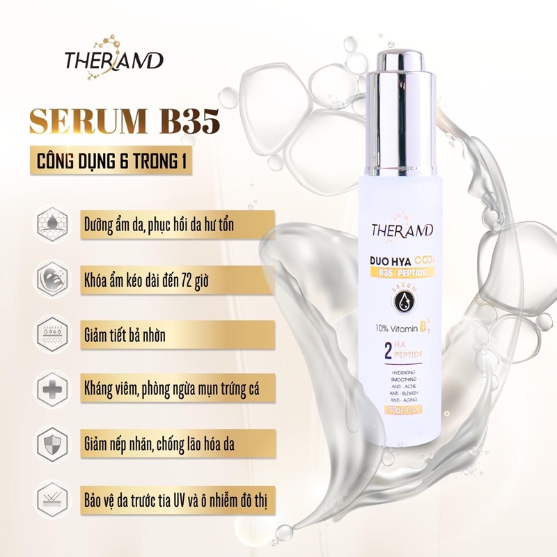 Serum tinh chất dưỡng da căng bóng TheraMD Duo Hya Cool B35 Peptide, siêu cấp ẩm, phục hồi sáng da.