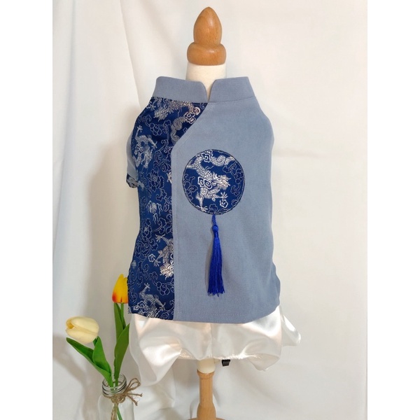 Áo đồng tiền tua rua/Áo dài Tết cho chó mèo